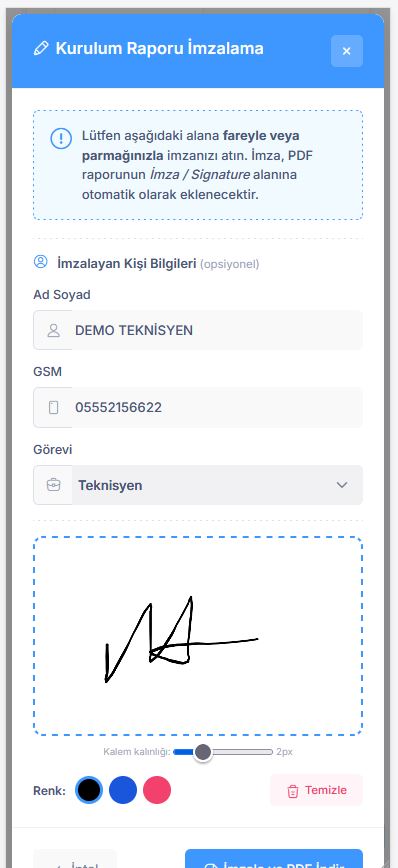 Kurulum Teknisyen İmza